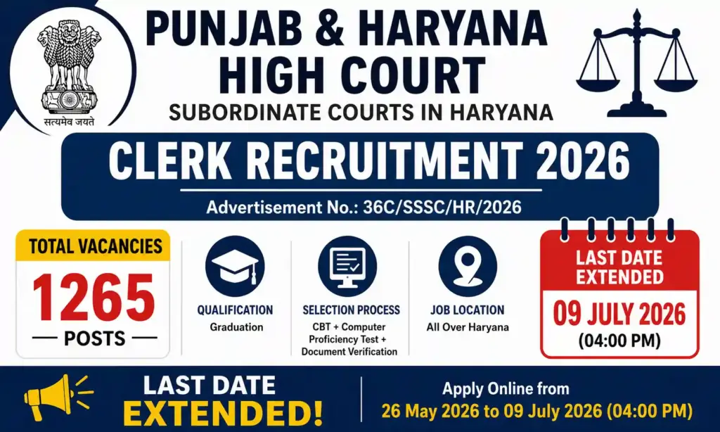 punjab & haryana high court clerk recruitment 2026
